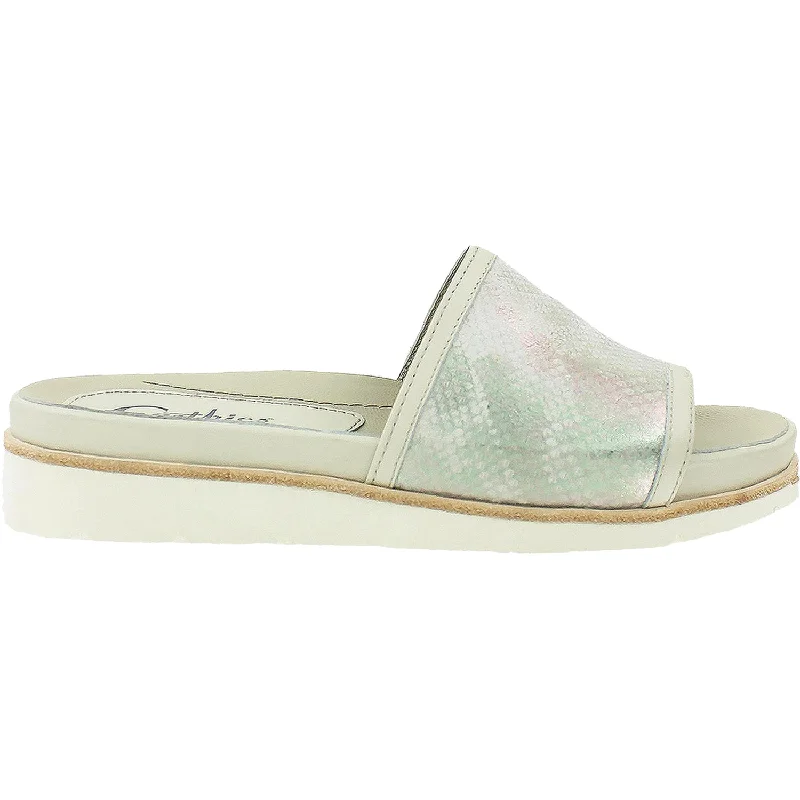 sandals for barefoot beach walksWomen's Earthies Crete Off White Metallic Printed Leather