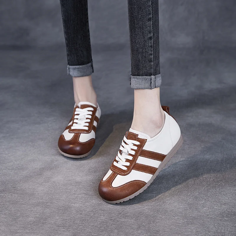 trendy casual shoes with woven upper for a unique lookWomen Soft Leather Training Flat Casual Shoes