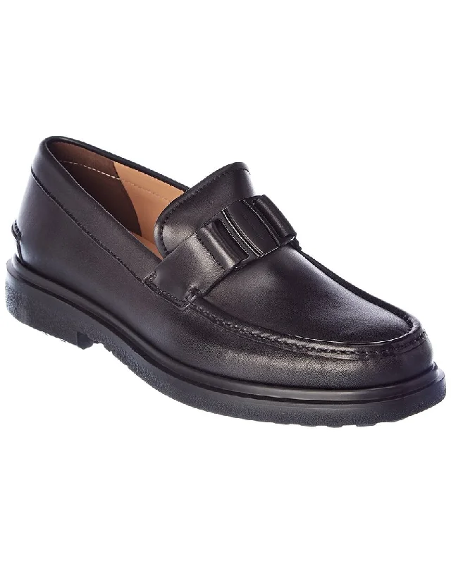 loafers for men with cushioned midsole for shock-absorbing comfort-Salvatore Ferragamo Vara Ornament Leather Loafer