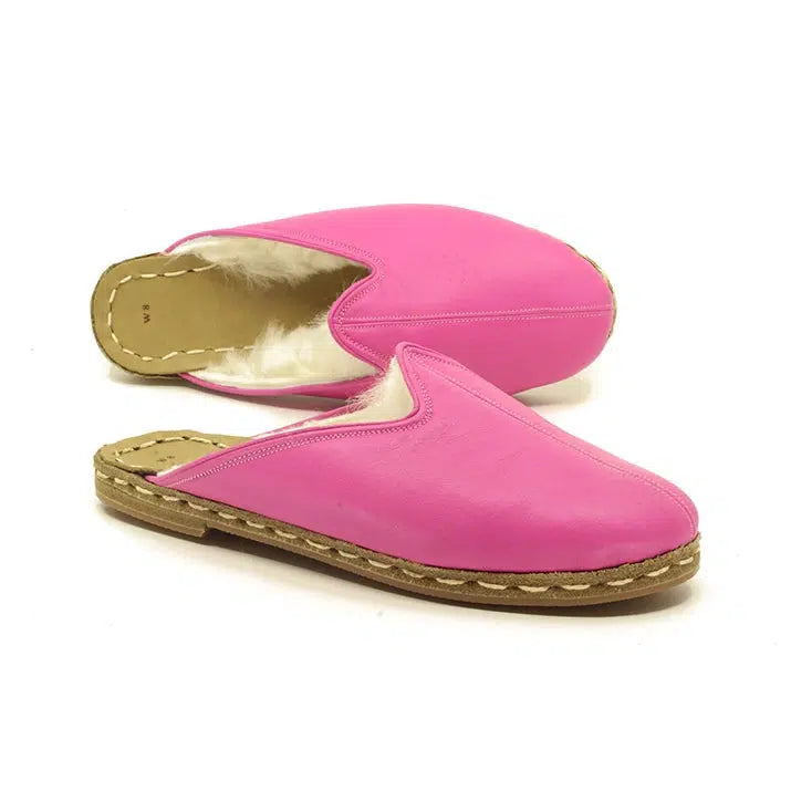 slippers with adjustable fit for comfortslippers for women for keeping feet warm -Winter Sheepskin Slippers Pink Women's