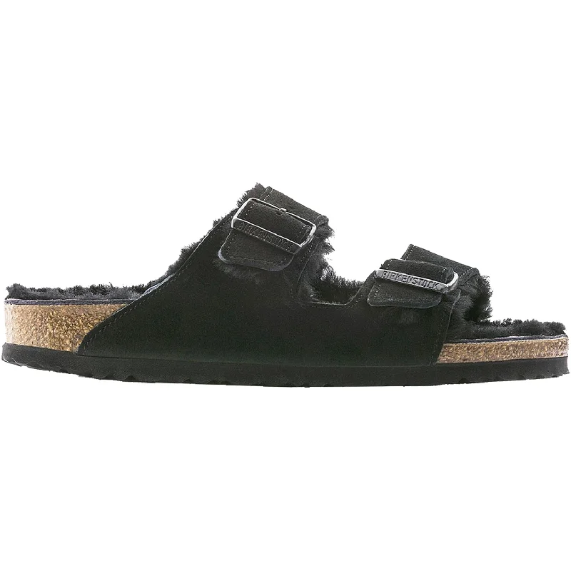 sandals for cool summer beach strollsWomen's Birkenstock Arizona Shearling Black Suede