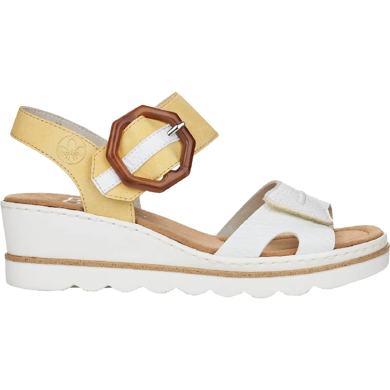 sandals with cross straps for comfortWomen's Rieker 67476-69 Rose 76 Weiss/Sun Synthetic