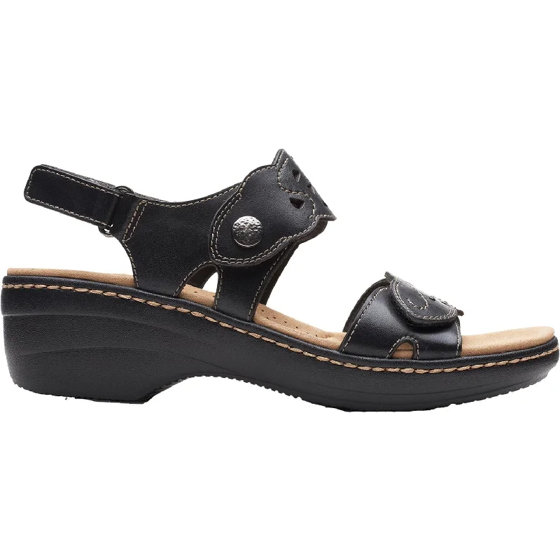 sandals with soft, cushioned footbedWomen's Clarks Merliah Dove Black Leather