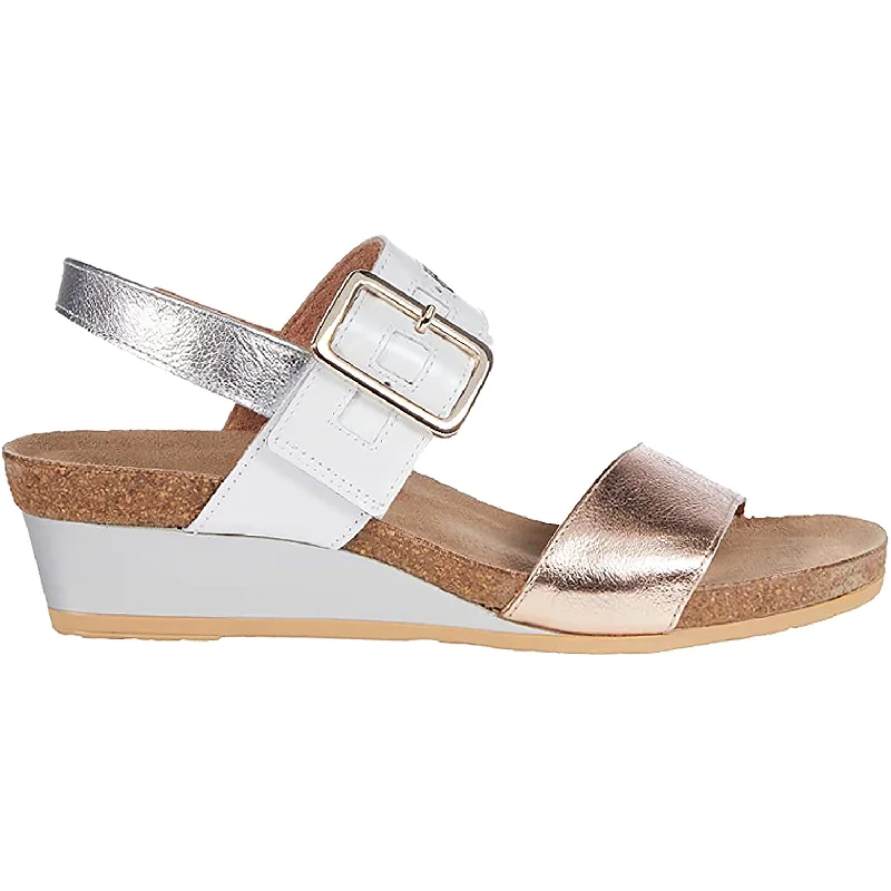 sandals for vacation relaxationWomen's Naot Dynasty Soft Rose Gold/White Pearl/Soft Silver Leather