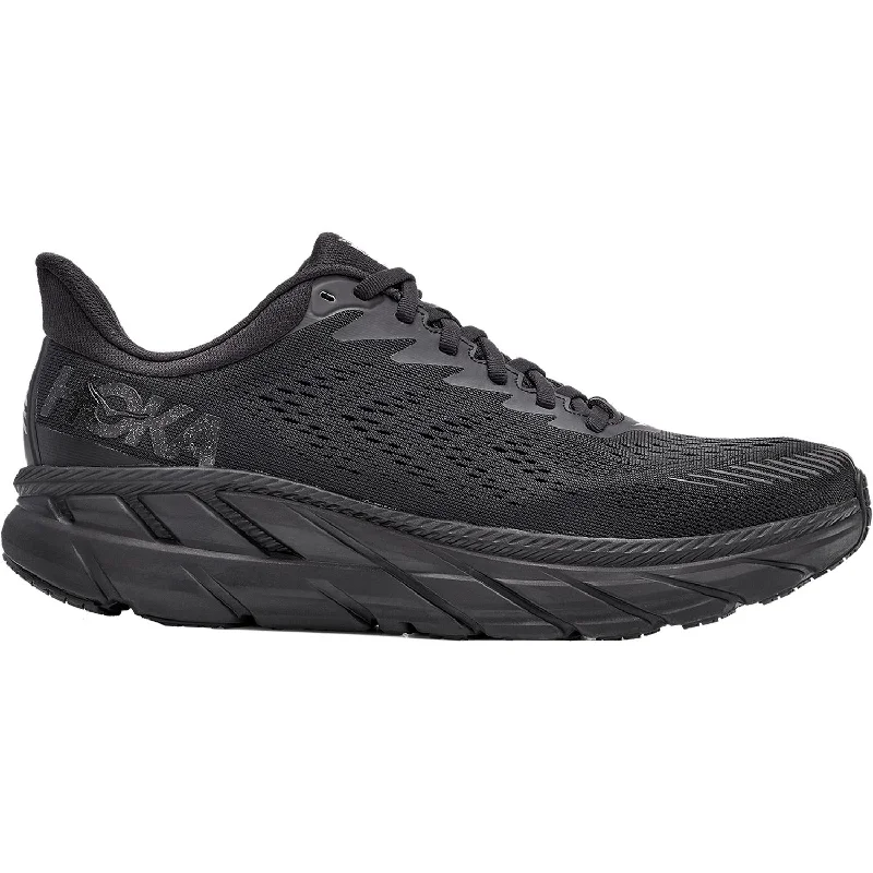 eco-friendly athletic shoesMen's Hoka One One Clifton 7 Black/Black Mesh