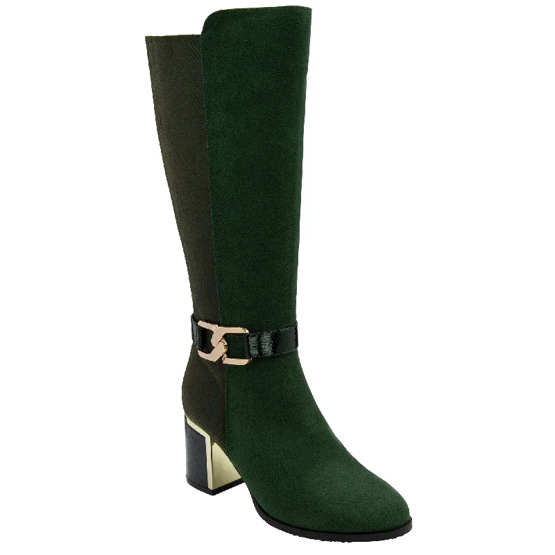 Suede ankle boots with a smooth finish for everyday wearLotus Elsa Ladies Green Textile Side Zip Mid-Calf Boots