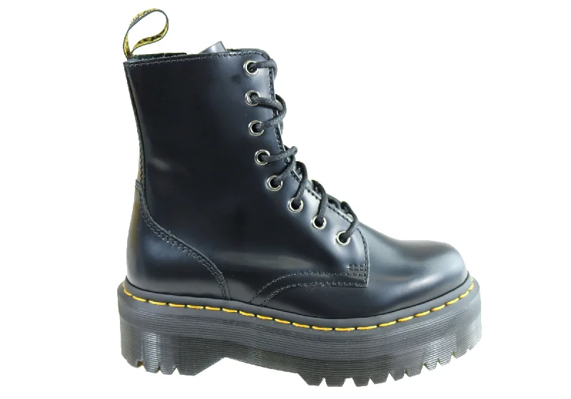 High-top boots with sporty appeal for casual looksDr Martens Jadon Black Polished Womens Fashion Lace Up Boots