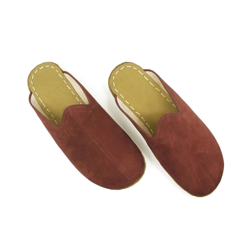 slippers for all-season wearslippers for men with smooth outer material -Closed Toe Leather Women's Slippers Burgundy Nubuck