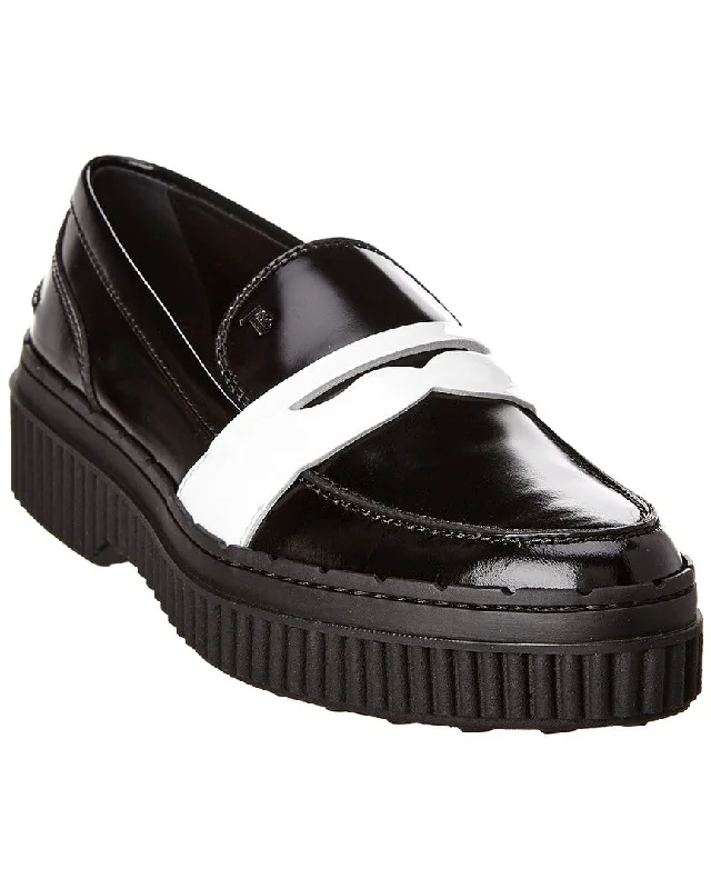 loafers for men with rubberized sole for improved traction-TODs Patent Penny Platform Loafer