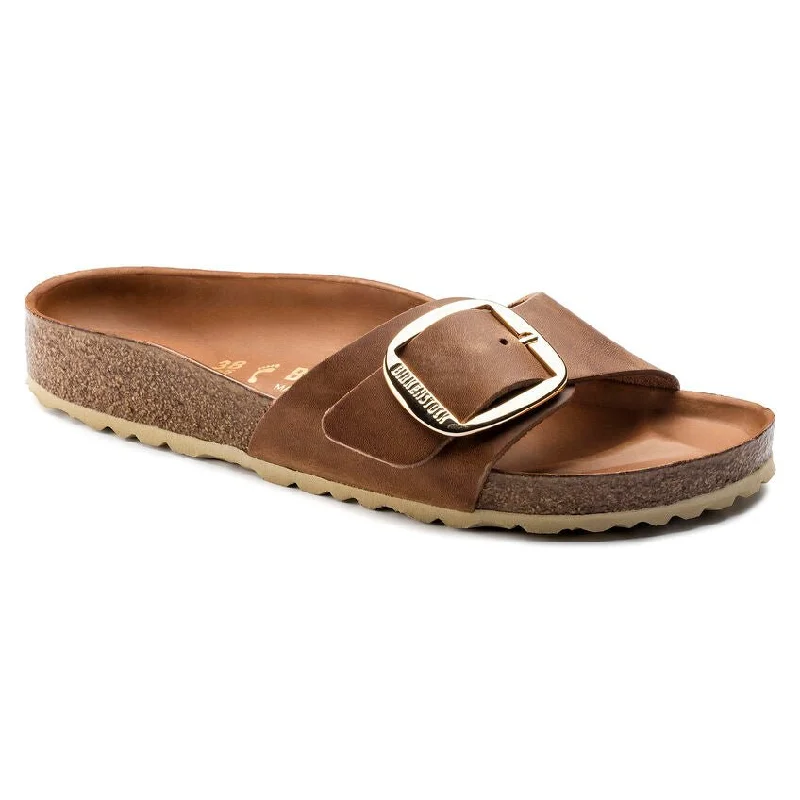 sandals for urban exploration comfortMadrid Big Buckle Oiled Leather Cognac