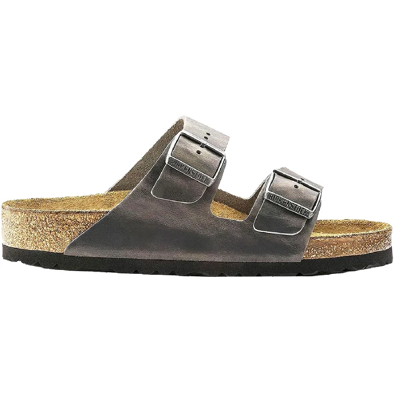 sandals for comfortable vacation daysUnisex Birkenstock Arizona Soft Footbed Iron Oiled Leather