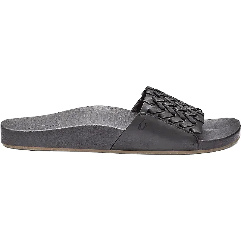 sandals for long beach strollsWomen's OluKai Kamola Black Leather