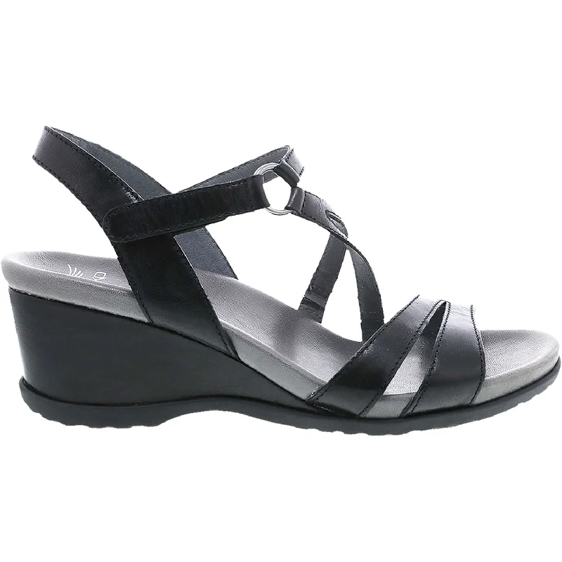 sandals with chic designsWomen's Dansko Addyson Black Glazed Calf Leather