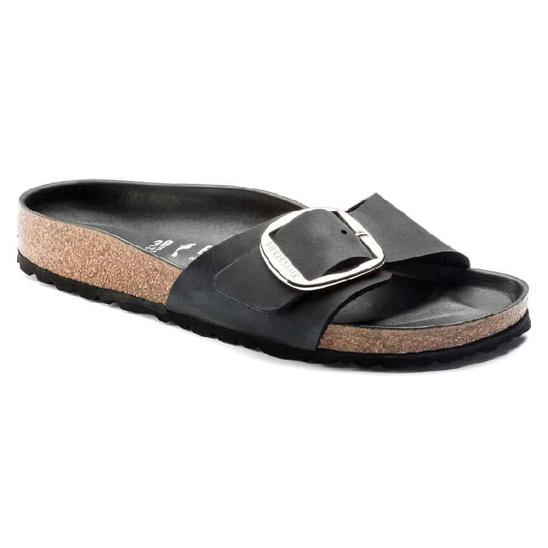 sandals for cool summer walksMadrid Big Buckle Oiled Leather Black