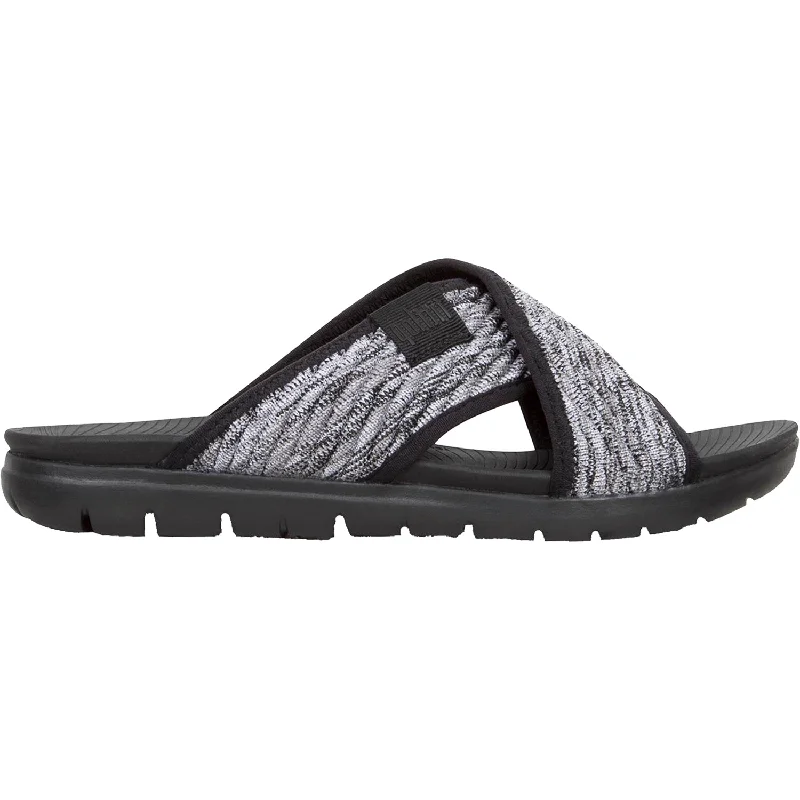 sandals for enjoying the sunshineWomen's Fit Flop Artknit Cross Slide Black Mix Fabric