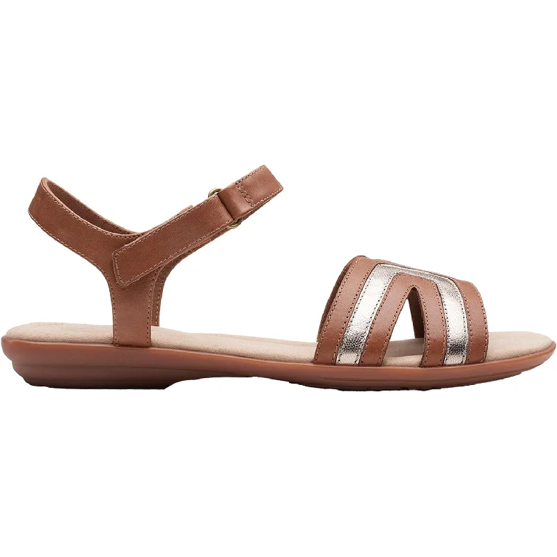 sandals with extra toe cushioningWomen's Clarks Ada Mist Tan Metallic Combi Leather