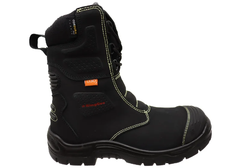 Stylish boots with metal details for an industrial vibeKingGee Mens Bennu Rigger Steel Toe Safety Work Boots With Scuff Cap