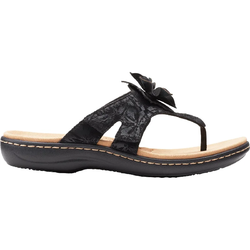 sandals for all-day beach loungingWomen's Clarks Laurieann Gema Black Leather/Synthetic