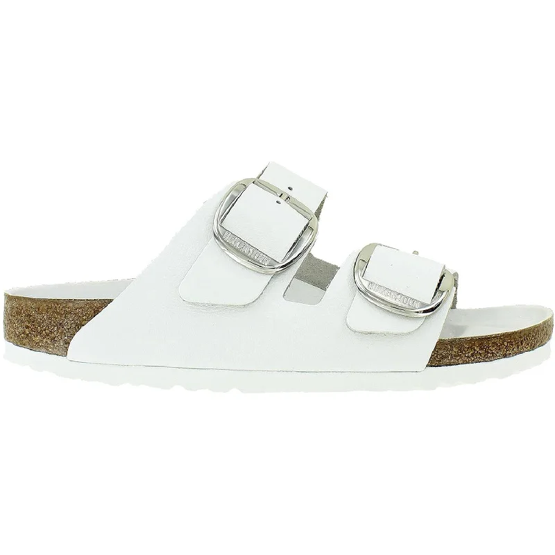 sandals for morning beach outingsWomen's Birkenstock Arizona Big Buckle White Smooth Leather