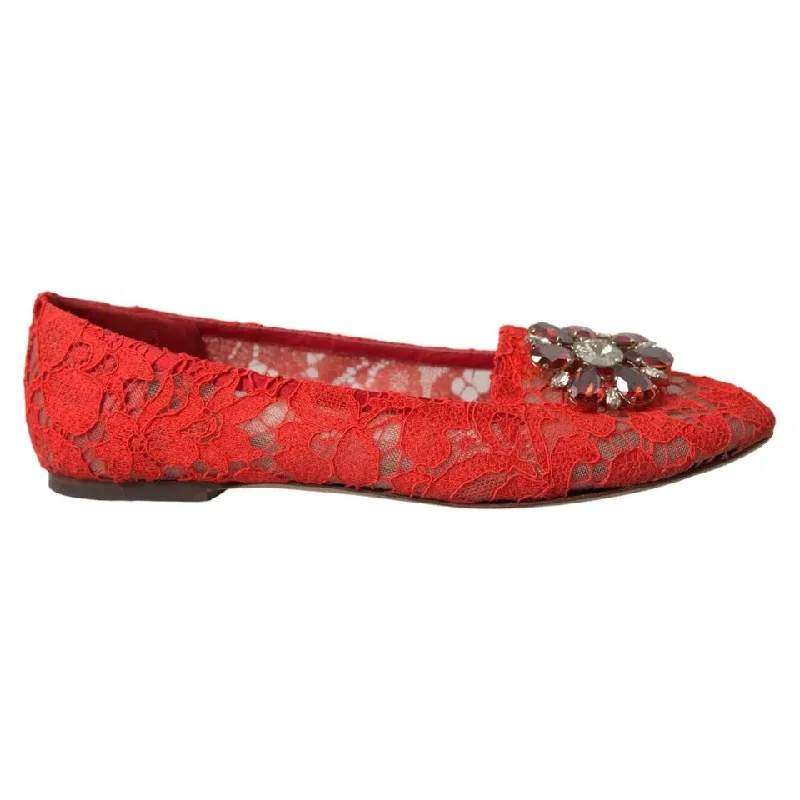 loafers for men with reinforced toe for durability-Dolce & Gabbana  Lace Crystal Ballet Loafers Women's Shoes (Pre-Owned)