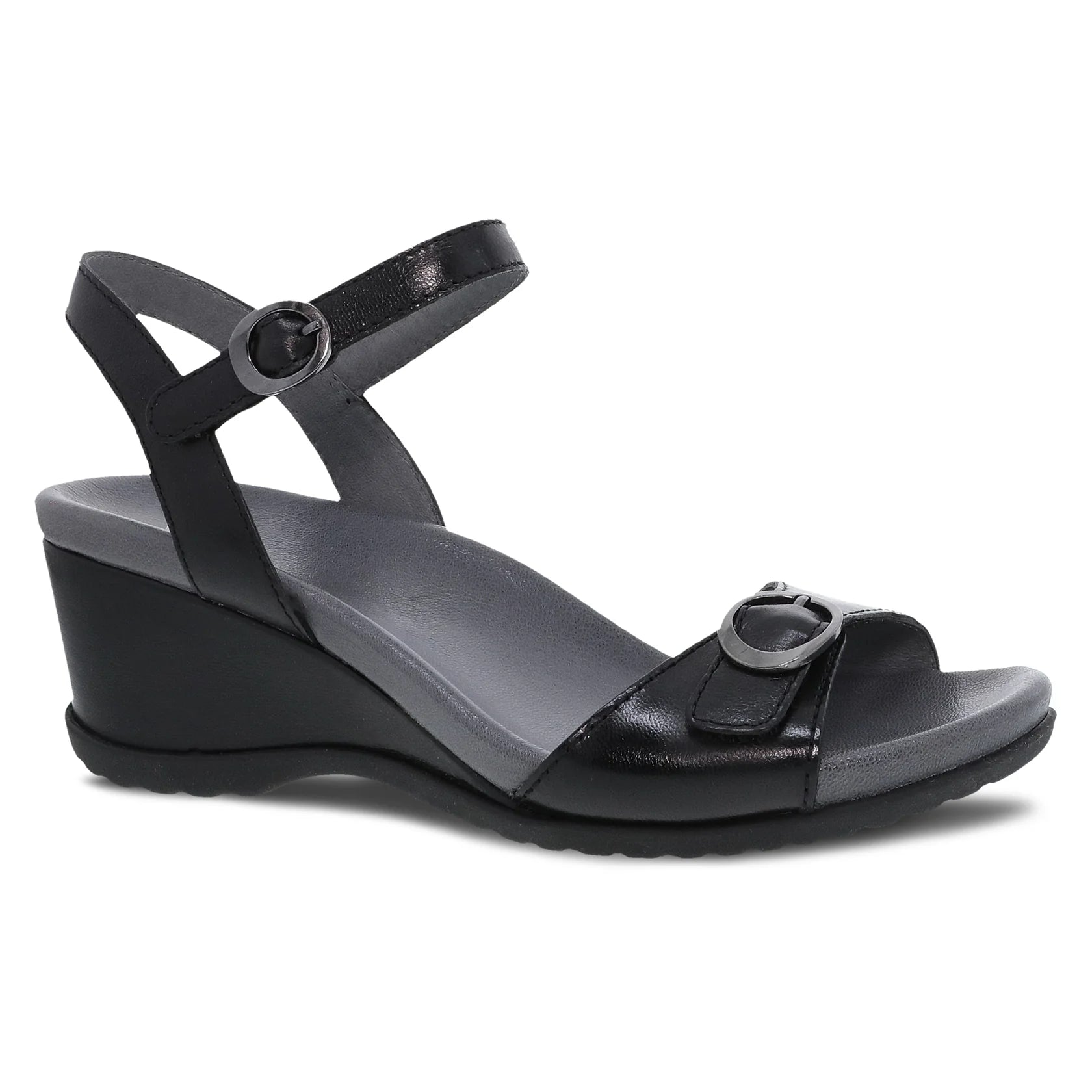 sandals for flat feet comfortArielle Black Glazed Leather Sandal