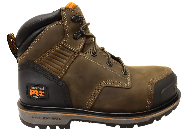 Comfortable boots with lightweight materials for easy wearTimberland Mens Pro Ballast 6 Inch Steel Toe Leather Work Boots