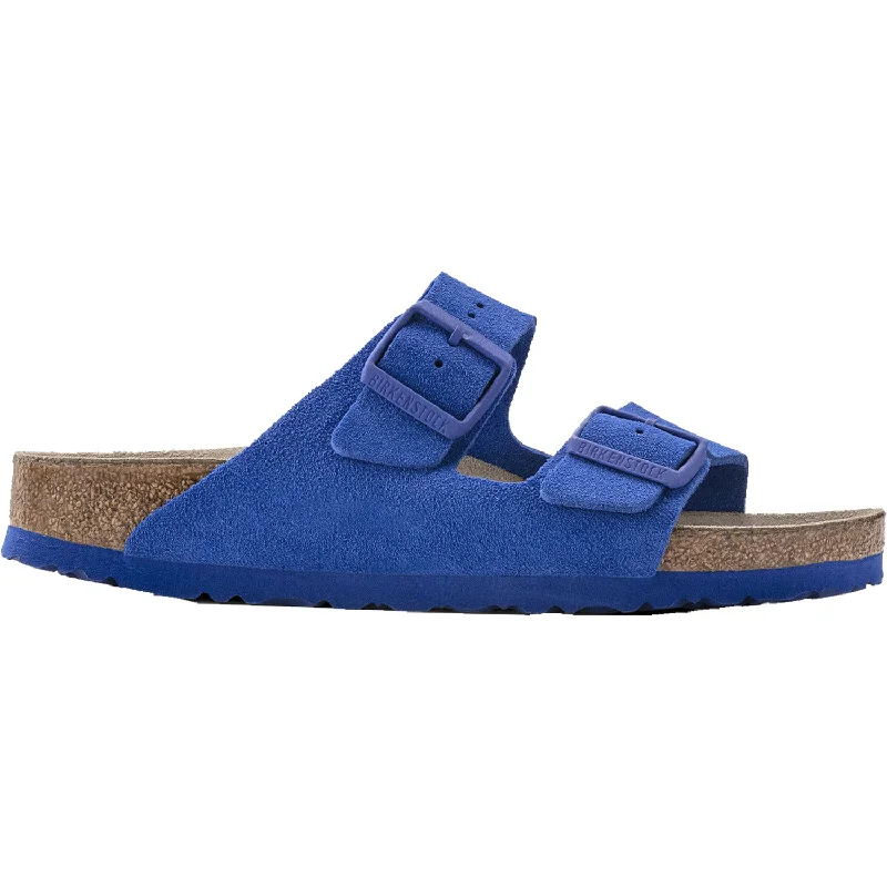 sandals for warm summer eventsWomen's Birkenstock Arizona Soft Footbed Ultra Blue Suede