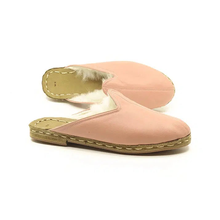 slippers for wearing indoors on cold daysslippers for men for winter evenings -Winter Sheepskin Slippers Light Pink Women's