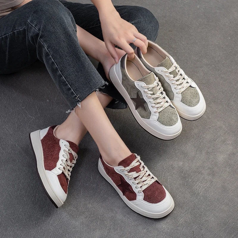 casual shoes with durable toe cap for added protectionWomen Stylish Breathable Leather Flat Casual Shoes