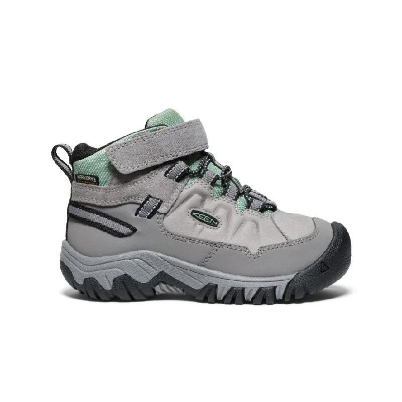 Stylish boots with velcro closures for easy wearLittle Kids' Targhee IV Waterproof Hiking Boot  |  Alloy/Granite Green