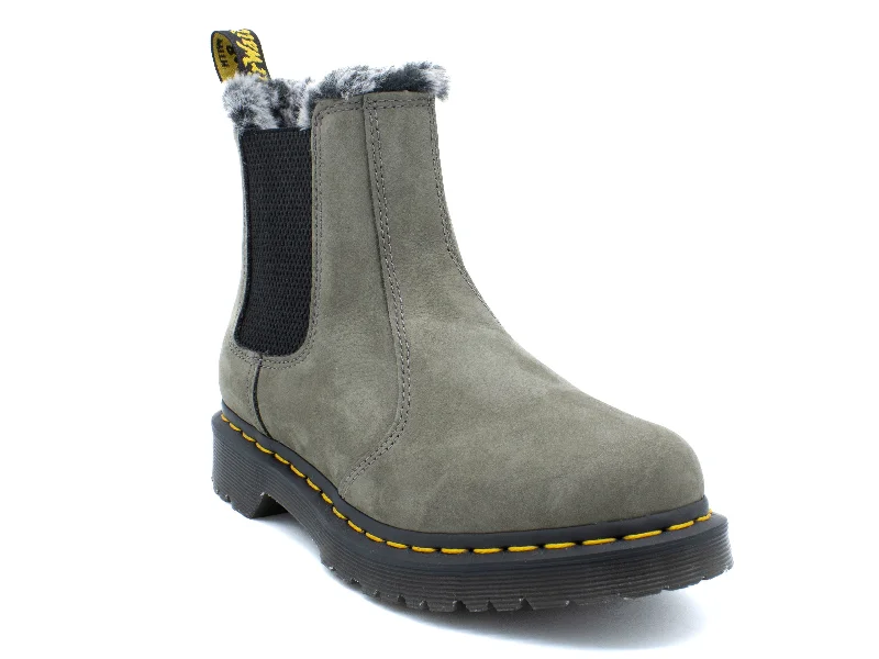 Fashionable boots with embossed designs for a textured touchDR. MARTENS 2976 LEONORE FAUX FUR LINED NUBUCK CHELSEA BOOTS