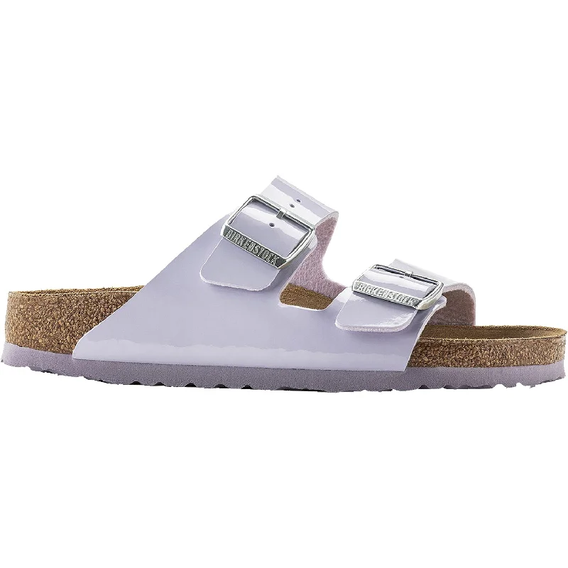 sandals for casual evening outingsWomen's Birkenstock Arizona Purple Fog Birko-Flor Patent