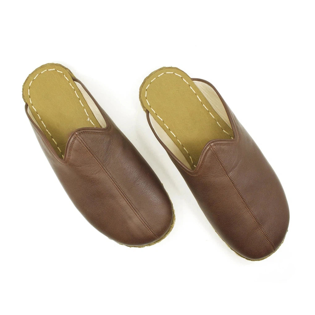 slippers for women with memory foam footbedslippers for men with flexible design -Barefoot Bitter Brown Close Toed Slippers