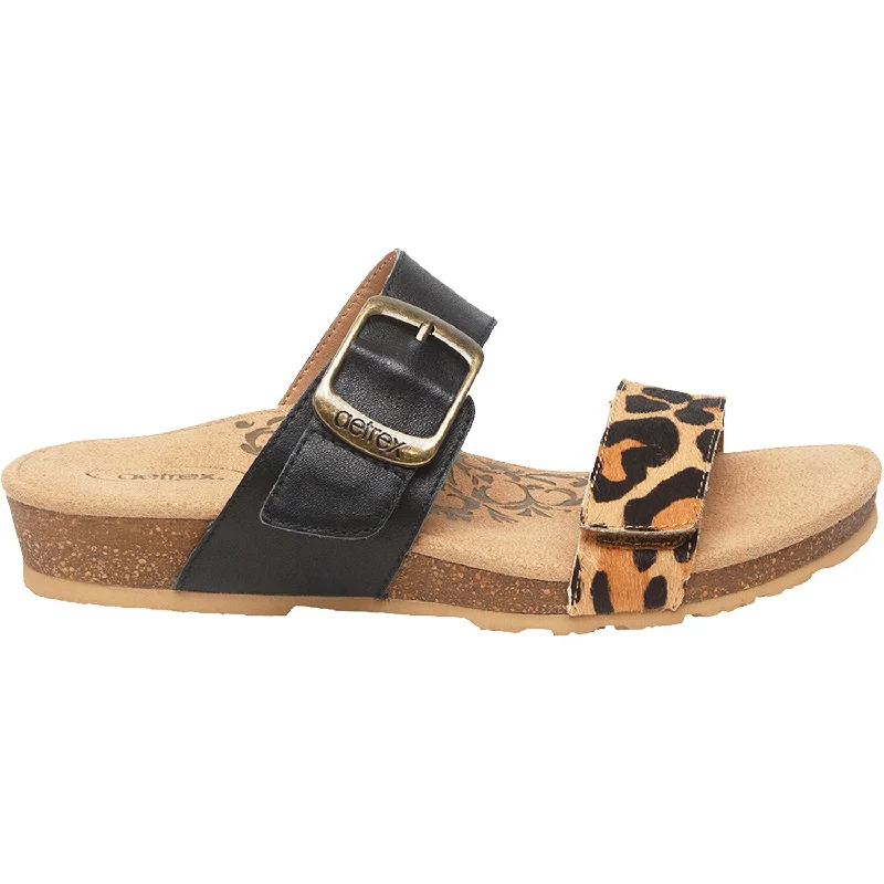 sandals for weekend beach outingsWomen's Aetrex Daisy Leopard Leather