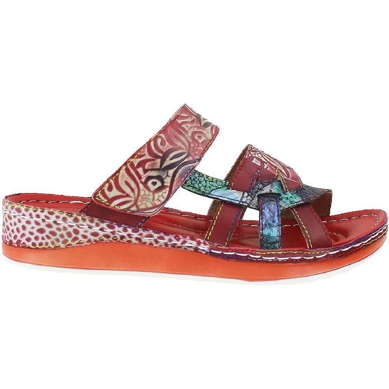 sandals for fashionable weekend wearWomen's L'Artiste by Spring Step Caiman Red Multi Leather