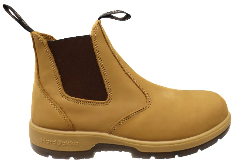 Fashionable boots with chunky heels for a bold statementHard Yakka Mens Leather Outback Pull On Steel Toe PR Safety Boots