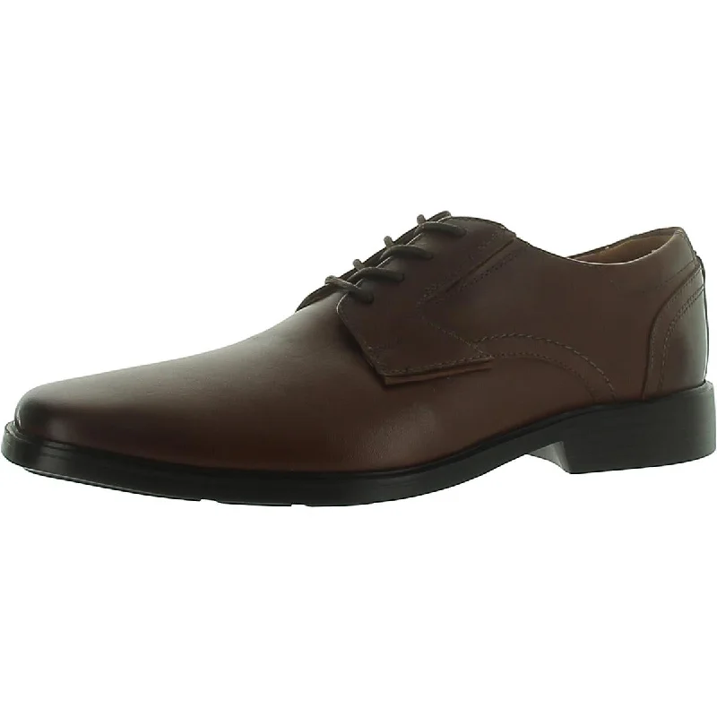 Clarks Mens Faux Leather Lace Up Oxfords