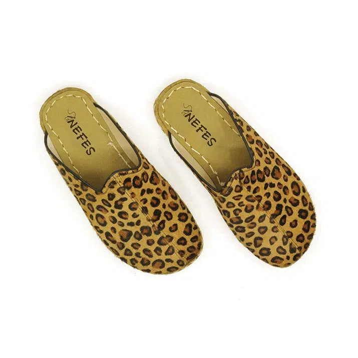 slippers with comfortable interior soleslippers for women for the ultimate comfort -Closed Toe Leather Men's Slippers Yellow Leopard Print