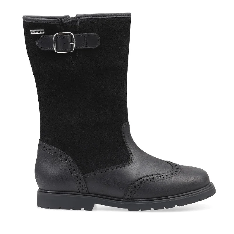 Casual boots with minimal details for a clean, simple lookStart-Rite Toasty 1738_7 Girls Black Leather Side Zip Knee High Boots