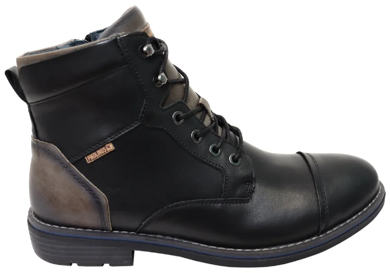 Stylish boots with a glossy finish for added shinePikolinos Mens York M2M-8170 Comfortable Leather Lace Up Boots