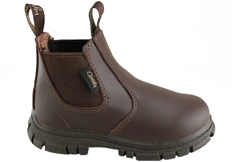 Durable boots with extra grip for outdoor adventuresGrosby Ranch Junior Kids/Youths Pull On Leather Boots