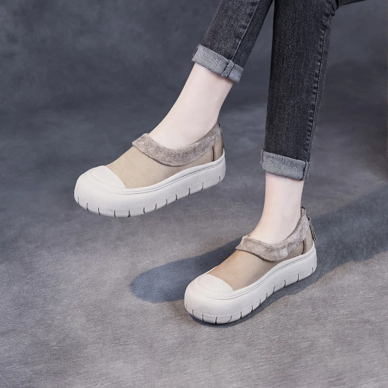 casual shoes for running errands with flexible designWomen Solid Soft Leather Minimalism Casual Shoes