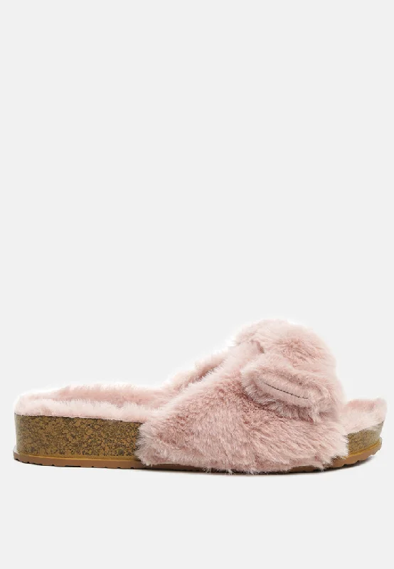 Stylish flats with faux fur details for a cozy feelStylish flats for day-to-day elegancefuzz bow fur flats