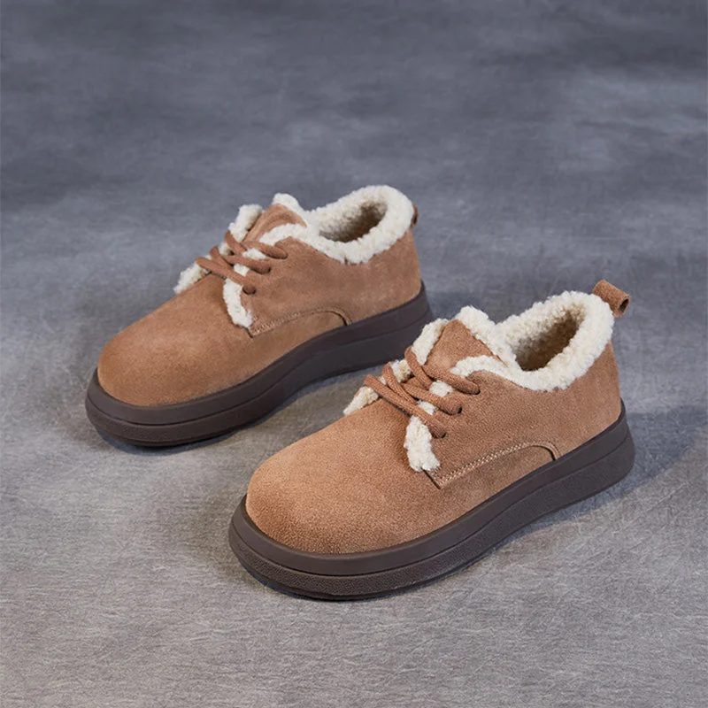 casual shoes with flexible rubber sole for improved movementWomen Solid Minimalism Suede Furred Winter Casual Shoes