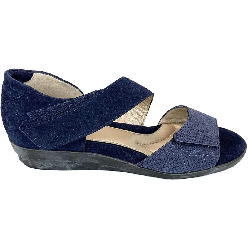 sandals for poolside wearWomen's BeautiFeel Dita Navy Linear 3D Print Suede