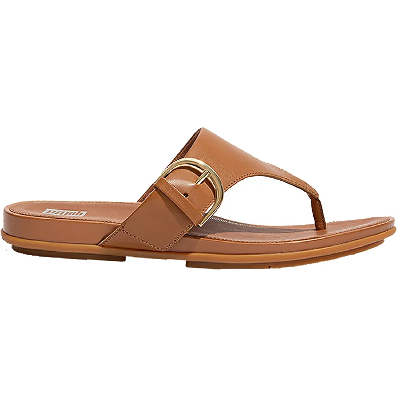 sandals for stylish beach loungingWomen's FitFlop Graccie Toe-Post Light Tan Leather