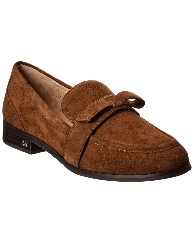 loafers for men with minimalist style for casual wear-Stuart Weitzman Emma Bow Suede Loafer