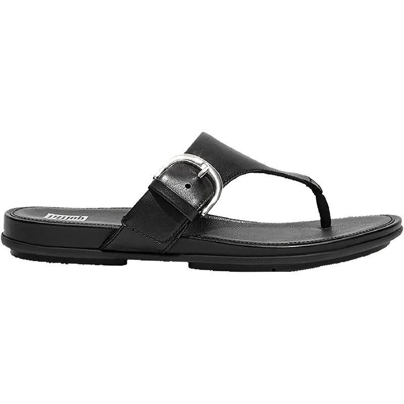 sandals for casual sunny afternoonsWomen's FitFlop Graccie Toe-Post All Black Leather