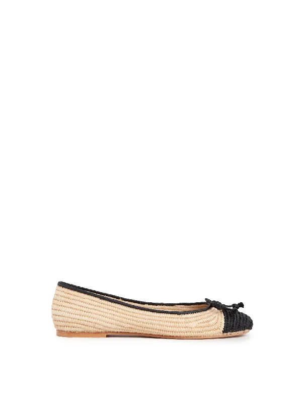 Flats with cute pom-pom accents for a fun, quirky lookStylish flats for a casual chic lookWomen's Idara Raffia Ballet Flats In Black