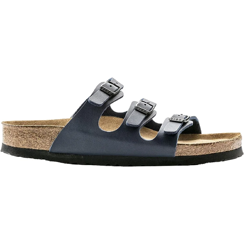 leather sandals for menWomen's Birkenstock Florida Soft Footbed Navy Birko-Flor